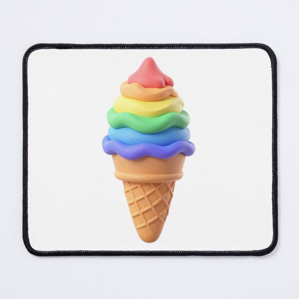 Item preview, Colorful Clay Art Rainbow Soft Serve Ice Cream in Waffle Cone designed and sold by 19Beauty.