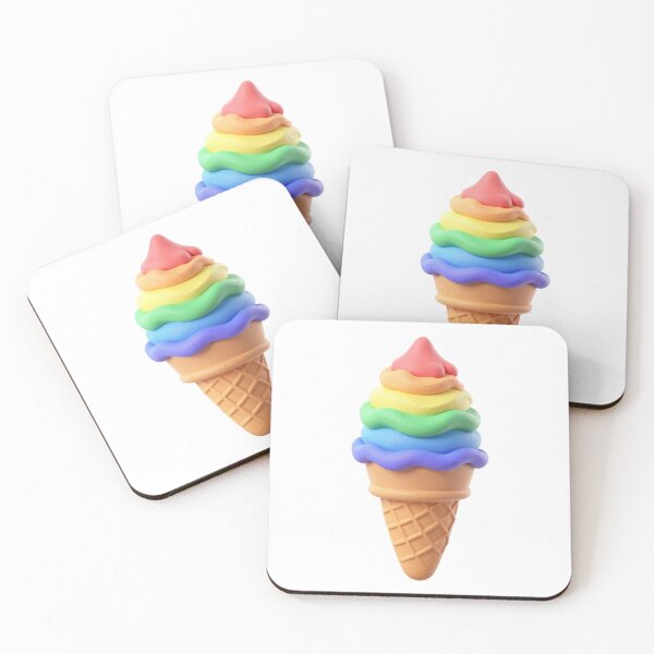 Item preview, Colorful Clay Art Rainbow Soft Serve Ice Cream in Waffle Cone designed and sold by 19Beauty.