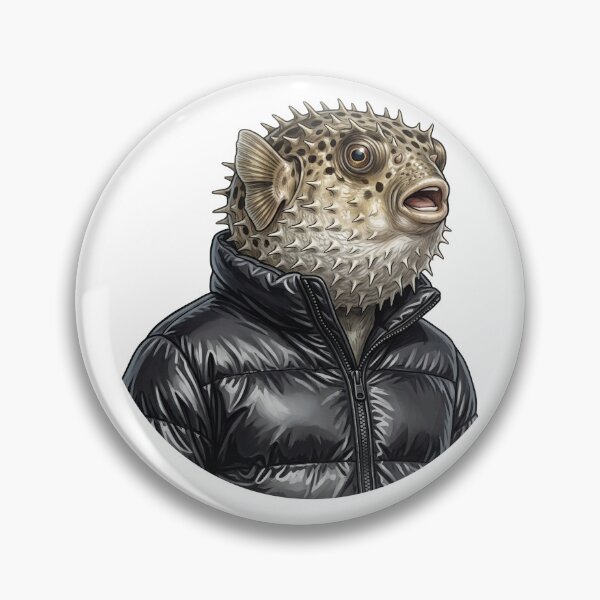 Item preview, Pufferfish in a puffer jacket designed and sold by William Fehr.