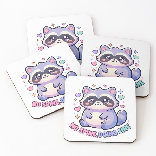 Item preview, No Spine Doing Fine Cute Kawaii Raccoon Pastel designed and sold by Velustro Shop.