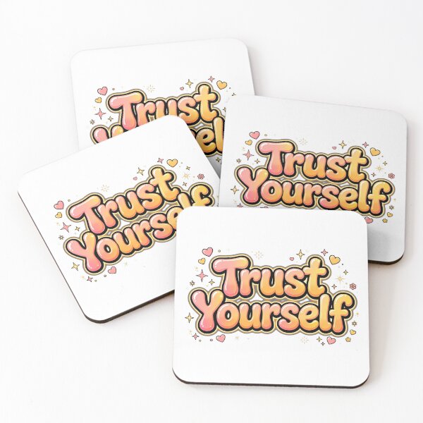 Item preview, Trust Yourself Pink Orange Peach Gradient Retro Hearts Quote designed and sold by AuraVibesArts .
