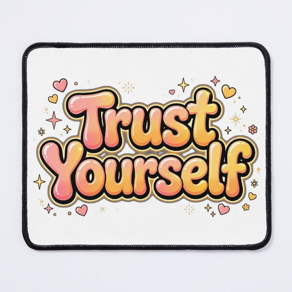 Item preview, Trust Yourself Pink Orange Peach Gradient Retro Hearts Quote designed and sold by AuraVibesArts .