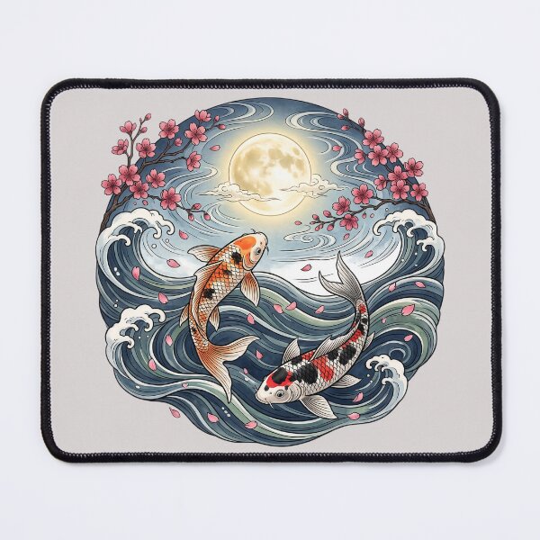 Item preview, Japanese Koi Fishes Under Full Moon designed and sold by TheOctopusArt.