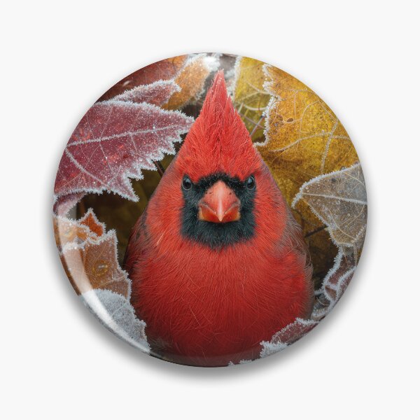 Item preview, Red Cardinal In Frosty Autumn Leaves designed and sold by Maria Dryfhout.