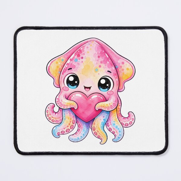 Item preview, Cute Kawaii Squid Hugging a Heart designed and sold by trendspatterns.