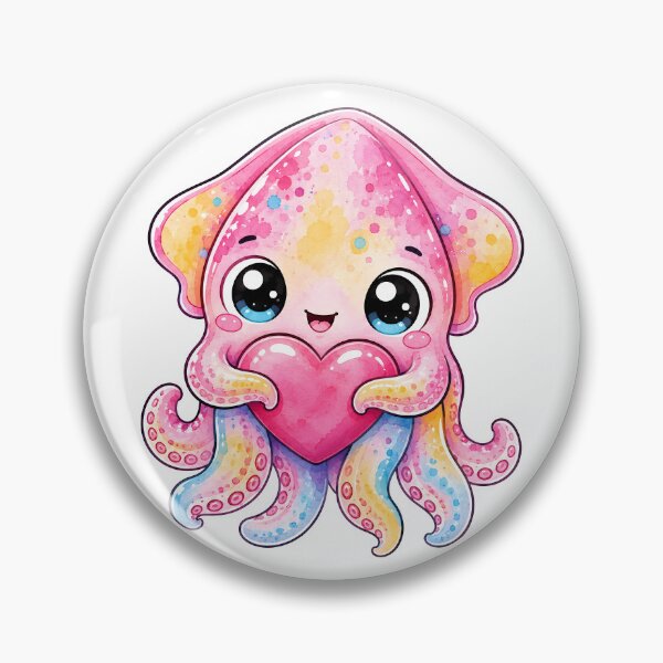 Item preview, Cute Kawaii Squid Hugging a Heart designed and sold by trendspatterns.