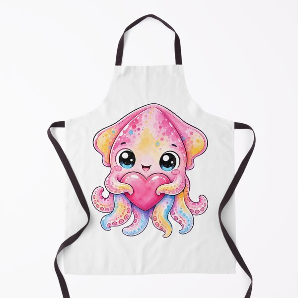 Item preview, Cute Kawaii Squid Hugging a Heart designed and sold by trendspatterns.