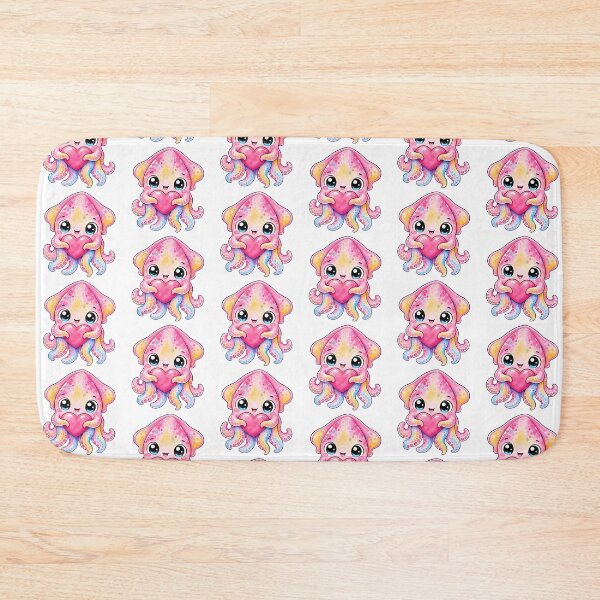 Item preview, Cute Kawaii Squid Hugging a Heart designed and sold by trendspatterns.