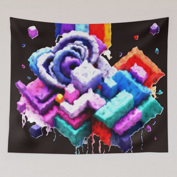 Item preview, cubic fusion C matte colorful geometric cubist abstract design designed and sold by SmashingDeals.