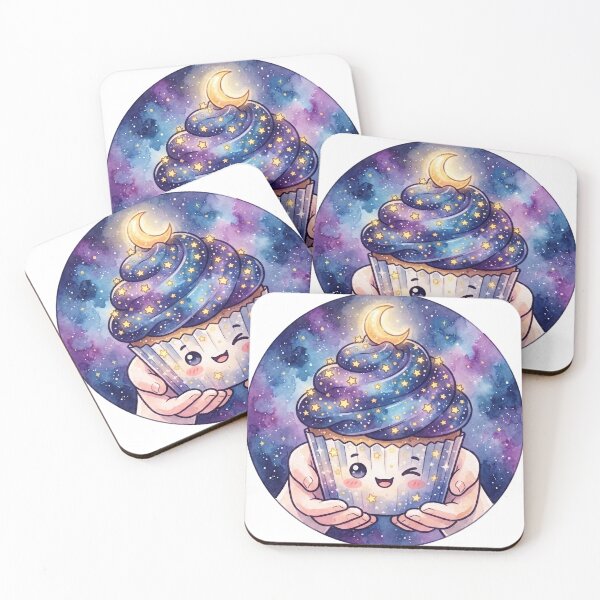 Item preview, Cute Galaxy Cupcake | Kawaii Cosmic Dessert | Moon & Stars Cupcake | Bakery Gift | Pastel Space Art designed and sold by Cosmic Doodle Co..