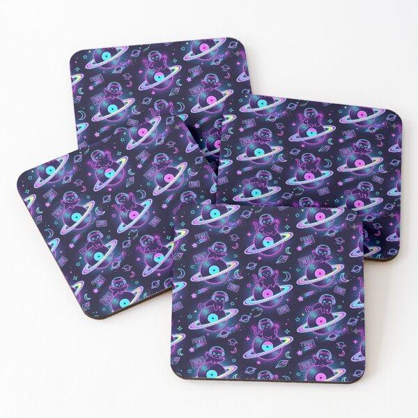 Item preview, Retro Synthwave Neon Space Cat Pattern designed and sold by Thai Vibe Studio.