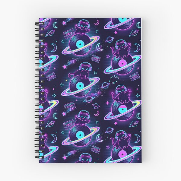 Item preview, Retro Synthwave Neon Space Cat Pattern designed and sold by Thai Vibe Studio.
