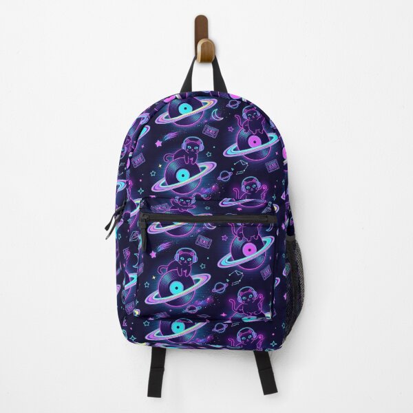 Item preview, Retro Synthwave Neon Space Cat Pattern designed and sold by Thai Vibe Studio.