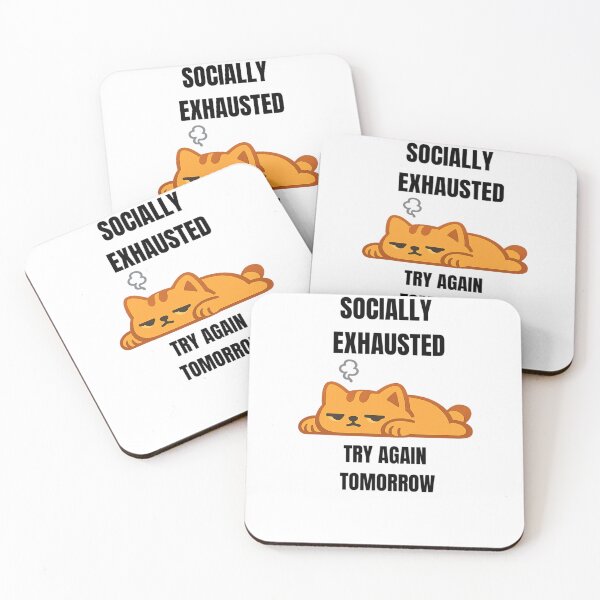 Item preview, Socially Exhausted Try Again Tomorrow Funny Cat Sticker | Introvert Cat Quote designed and sold by Savage Cat Quotes.
