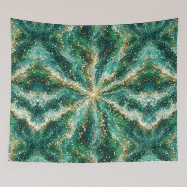 Item preview, Celestial Ocean Radial Teal Wave Art designed and sold by Inkworksbyshery.