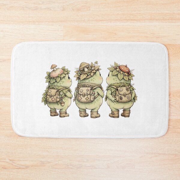Item preview, Trio of Cottagecore Frog Butt Adventurers - Mushroom Hat Hiking Frogs Goblincore designed and sold by Neurospicy Trolls.