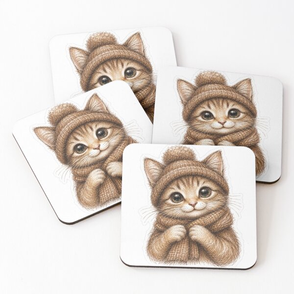 Item preview, Cozy Winter Kitten Sketch designed and sold by Snurly.
