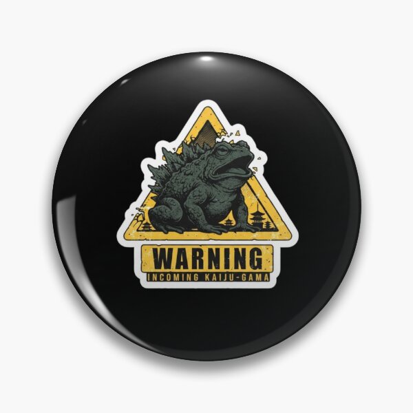 Item preview, Giant Kaiju Toad Monster Warning Sign Japanese Monster Parody Sticker designed and sold by ORI-ginal Weirdos: The Weirdly Wonderful Crew.
