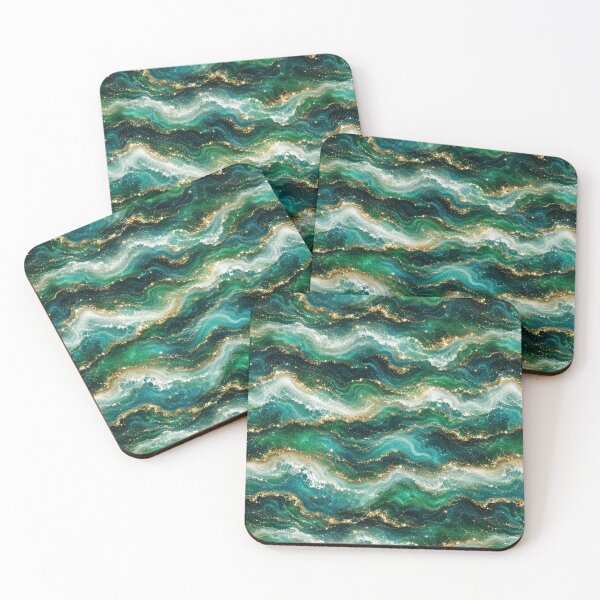 Item preview, Horizontal Emerald Celestial Ocean Pattern designed and sold by Inkworksbyshery.