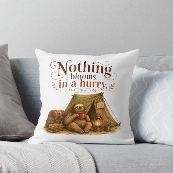 Item preview, Nothing Blooms In A Hurry Vintage Sloth Camping Aesthetic designed and sold by AQUILAKREO.