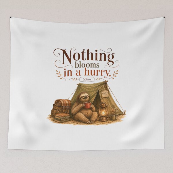Item preview, Nothing Blooms In A Hurry Vintage Sloth Camping Aesthetic designed and sold by AQUILAKREO.