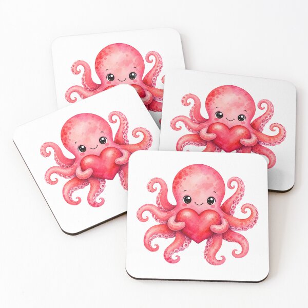 Item preview, Cute Kawaii Octopus Holding Heart designed and sold by trendspatterns.