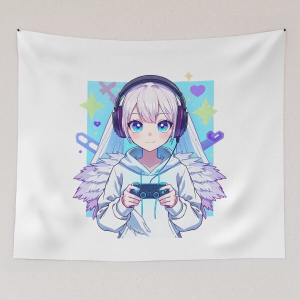 Item preview, Cute Gamer Anime Girl Sticker | Kawaii Gaming Girl with Headset | Chibi Gamer Aesthetic | Gaming Room Decor designed and sold by dreamz-world.