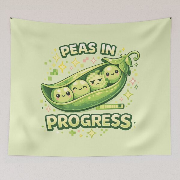 Item preview, Peas in Progress - Cute Pixel Gamer Pea Pod designed and sold by Human Error Goods.