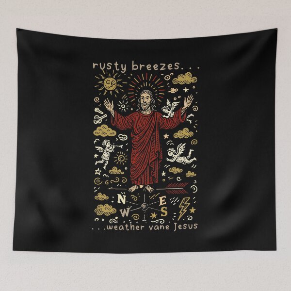 Item preview, Weather Vane Jesus | Rusty Breezes the hip Art Graphic Tee designed and sold by twosoulsinc.