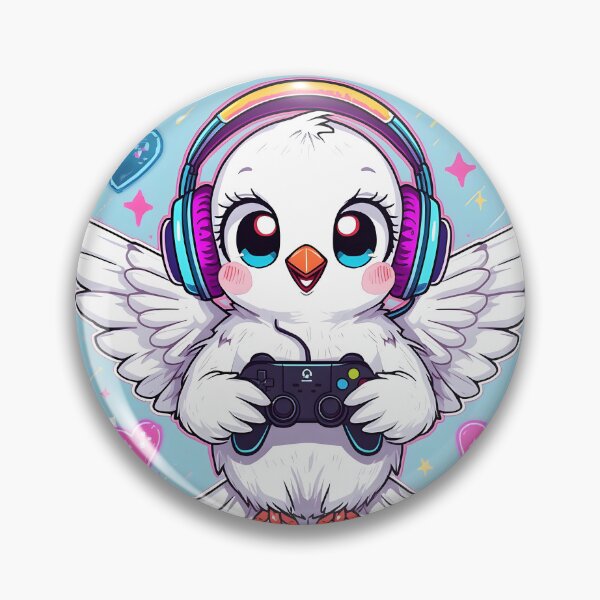Item preview, Gaming Dove Sticker | Cute Gamer Bird Illustration | Kawaii White Dove with Headphones | RGB Gaming Decor designed and sold by dreamz-world.