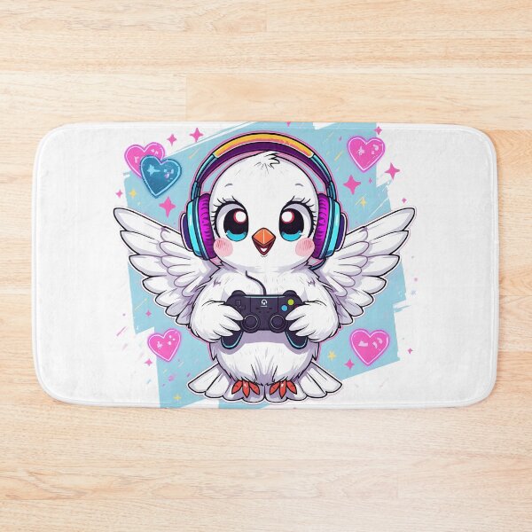 Item preview, Gaming Dove Sticker | Cute Gamer Bird Illustration | Kawaii White Dove with Headphones | RGB Gaming Decor designed and sold by dreamz-world.