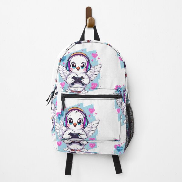 Item preview, Gaming Dove Sticker | Cute Gamer Bird Illustration | Kawaii White Dove with Headphones | RGB Gaming Decor designed and sold by dreamz-world.