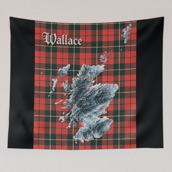 Artikelvorschau, Schottlandkarte und Clan Wallace Tartan entworfen und verkauft von davidelder.