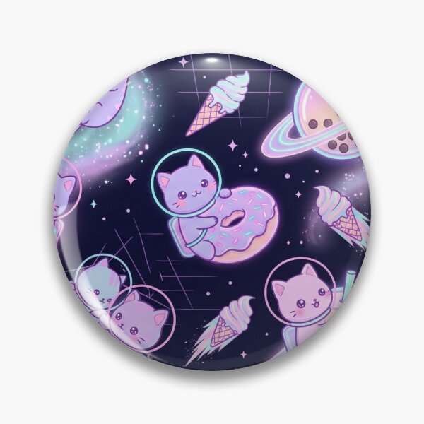 Item preview, Kawaii Pastel Neon Space Cat Dessert Pattern designed and sold by Thai Vibe Studio.