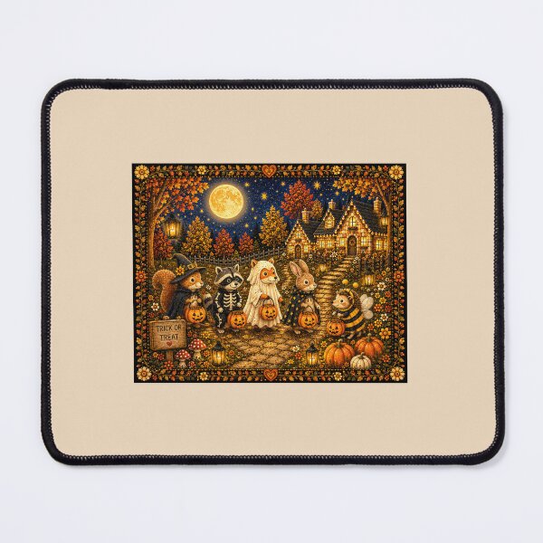 Item preview, Woodland Trick-or-Treat | Halloween Folk Art | Whimsical Forest Friends designed and sold by Novel Works Studio.