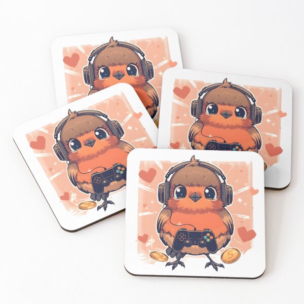Item preview, Gaming Robin Sticker | Cute Gamer Bird Illustration | Kawaii Robin with Headphones | Cozy Gaming Room Decor designed and sold by dreamz-world.
