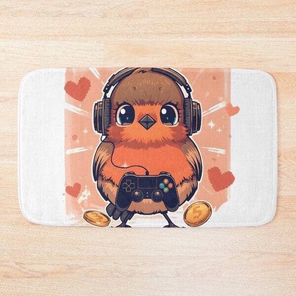 Item preview, Gaming Robin Sticker | Cute Gamer Bird Illustration | Kawaii Robin with Headphones | Cozy Gaming Room Decor designed and sold by dreamz-world.
