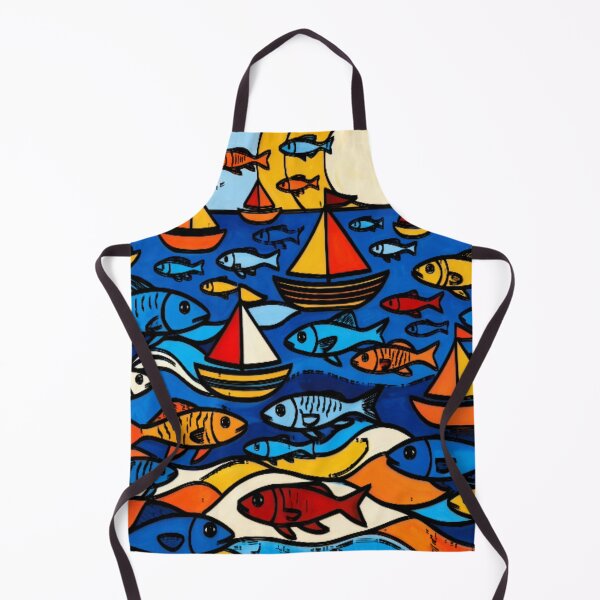 Item preview, Black and White Pop Art Sailboats and Fish Line Art designed and sold by Nexus Space.