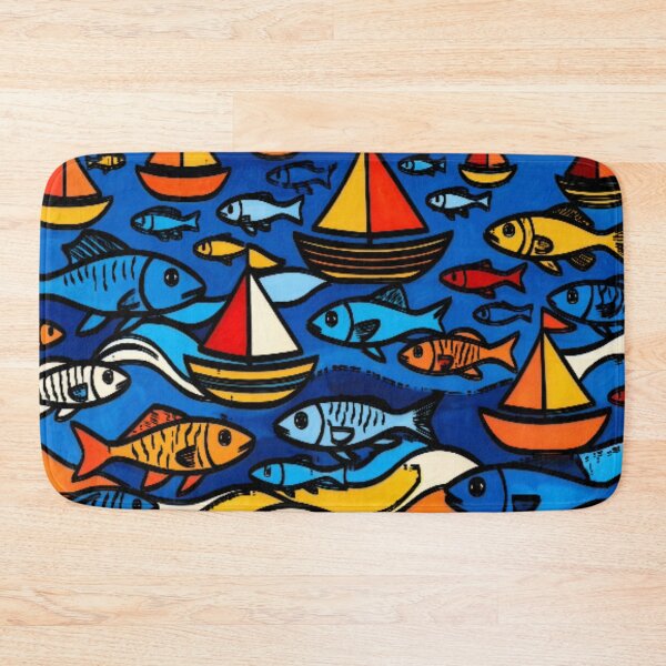 Item preview, Black and White Pop Art Sailboats and Fish Line Art designed and sold by Nexus Space.