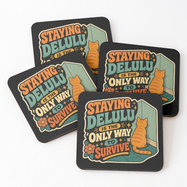 Item preview, Staying Delulu Is The Only Way To Survive Cat Sticker designed and sold by Cat Meme Fund.
