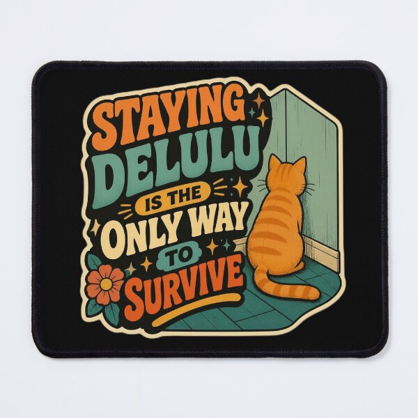 Item preview, Staying Delulu Is The Only Way To Survive Cat Sticker designed and sold by Cat Meme Fund.