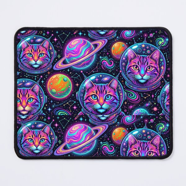 Item preview, Giant Neon Pop Art Space Cats Pattern designed and sold by Thai Vibe Studio.