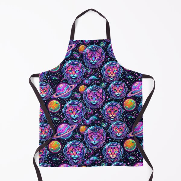 Item preview, Giant Neon Pop Art Space Cats Pattern designed and sold by Thai Vibe Studio.