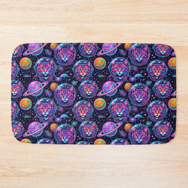 Item preview, Giant Neon Pop Art Space Cats Pattern designed and sold by Thai Vibe Studio.