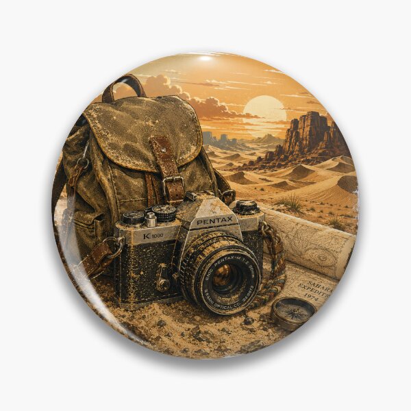 Item preview, Desert Stories on 35mm | Vintage Analog Camera Expedition Illustration designed and sold by Golden Era Studio.