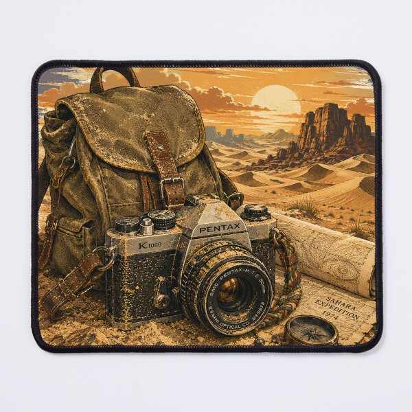 Item preview, Desert Stories on 35mm | Vintage Analog Camera Expedition Illustration designed and sold by Golden Era Studio.