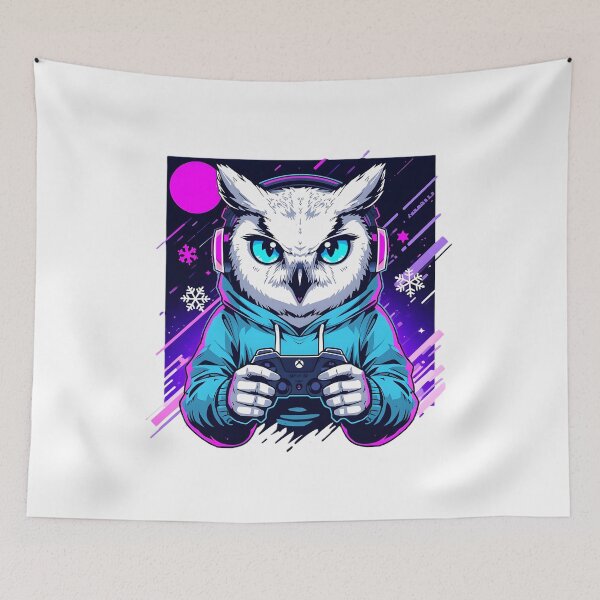 Item preview, Gaming Snowy Owl Sticker | Cute RGB Gamer Owl | Kawaii Winter Gaming Bird | Esports Owl Illustration designed and sold by dreamz-world.
