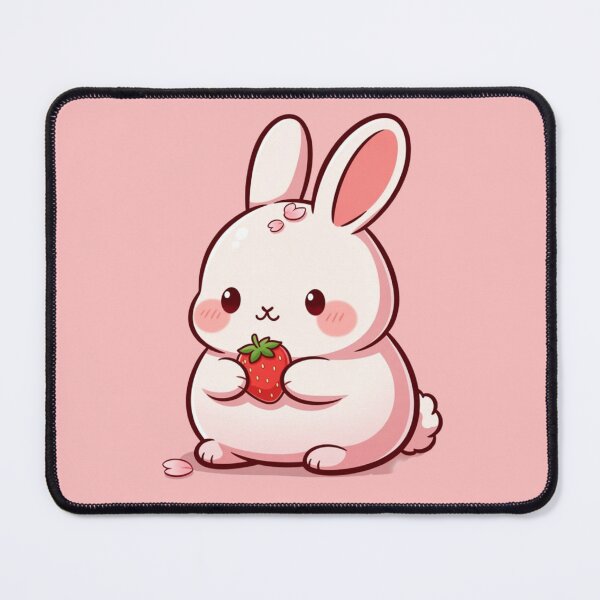 Item preview, Cute Kawaii Bunny Holding Strawberry designed and sold by ZyloPrints.