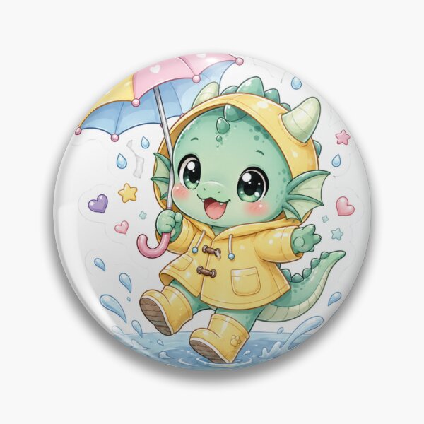 Item preview, Baby Dragon in Yellow Raincoat Sticker | Cute Kawaii Dragon Jumping in Puddles designed and sold by Sidra digital art 8277237.