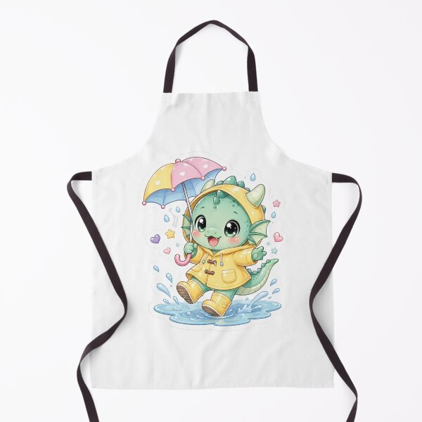 Item preview, Baby Dragon in Yellow Raincoat Sticker | Cute Kawaii Dragon Jumping in Puddles designed and sold by Sidra digital art 8277237.